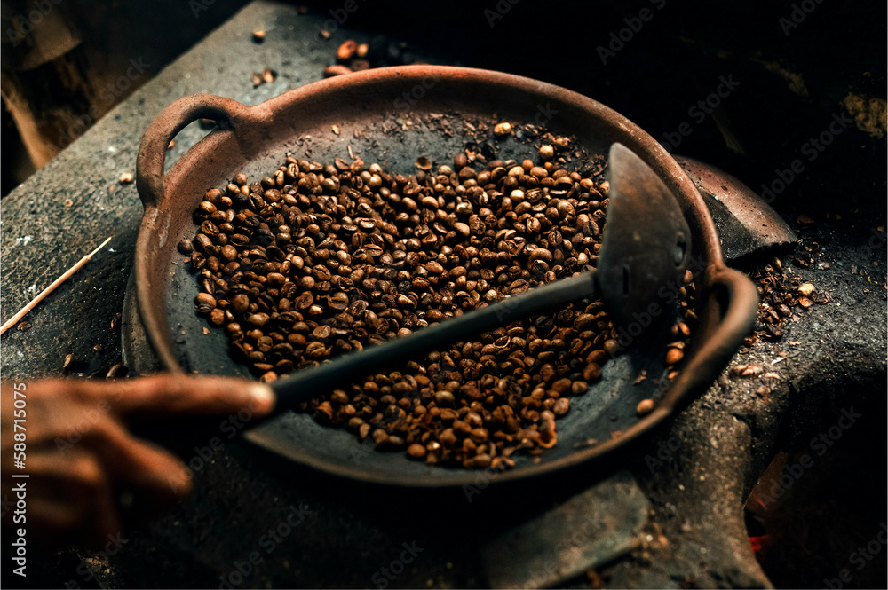 coffee beans in a pot