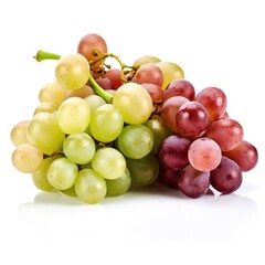 Wall Mural - Fresh bunch of dark and white grapes isolated with white background Generative AI Illustration