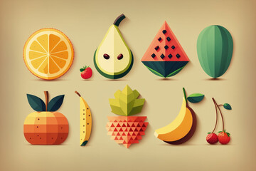 Flat fruit icon combination AI generated