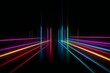 © MartinG - Colorful glowing neon lines pattern on a black background, generative AI