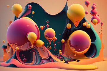 Wall Mural - Abstract background with colorful liquid shapes. 3d illustration