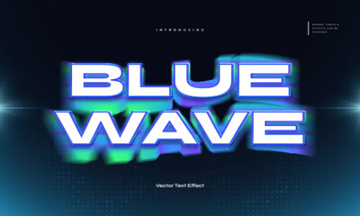Wall Mural - blue wave text effect