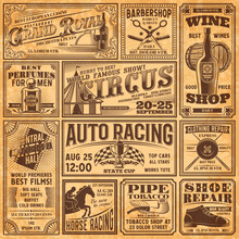 Vintage Newspaper Banners, Old Advertising Page