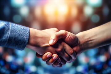 the close-up of the handshake signifies a commitment to a successful partnership., abstract business