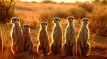 Meerkat Family Standing Together, Generative AI Illustration