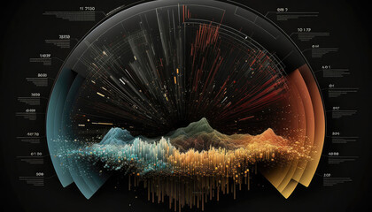 Wall Mural - Round big data information flow material, AI generated