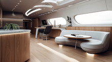 Modern Luxury Yacht Interior. Generative AI