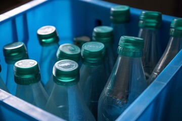 used plastic bottles in recycling bins Generative AI