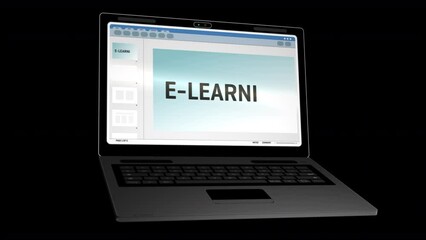 Wall Mural - e-learning presentation notebook flips open to show presentation software