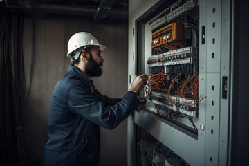 Generative ai electrical and instrument technician checking electrical panel