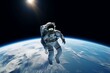 An astronaut floating above a blue and green Earth Generative AI