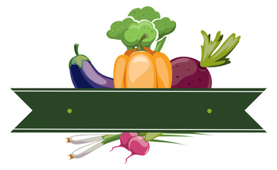 Wall Mural - Vegetables logo. Fresh organic cartoon food emblem