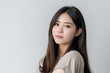 © Surachetsh - Smart Casual Office Shirt uniform Girl Teenager - Adult stands in front of White Background. generative AI