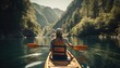 Leinwandbild Motiv A person enjoying an eco-friendly activity, such as kayaking or hiking, with a focus on the importance of preserving natural habitats. Generative AI