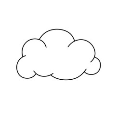 Wall Mural - Vector isolated one single simplest cloud colorless black and white contour line easy drawing