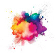 © Naila Zeynalova - Bright colorful watercolor splash splatter stain brush stroke on white background. Modern vibrant aquarelle spot. Rainbow trendy isolated design on white. Element. Vector watercolor illustration
