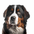 portrait of a Bernese Mountain Dog in front of a white background. AI generated Art