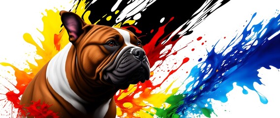 Splash Art of an American Bully Head in a Fantastical Style, Generative A.I., AI-generated,