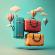 suitcase, trave, luggage, 3d, bag, valise