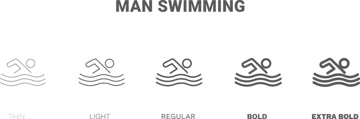 Sticker - man swimming icon. Thin, regular, bold and more style man swimming icon from Fitness and Gym collection. Editable man swimming symbol can be used web and mobile