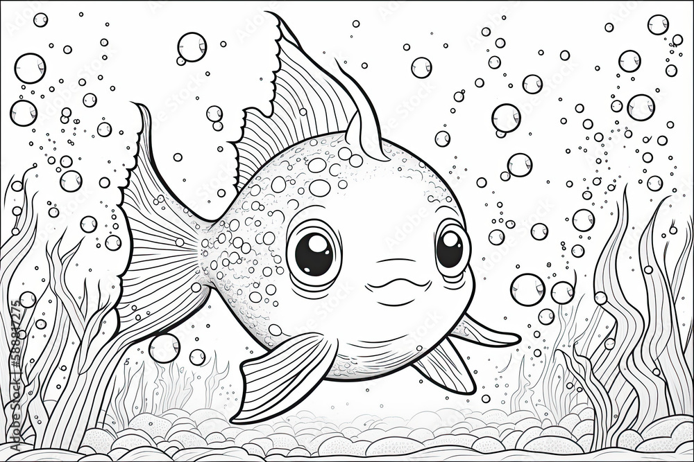 Bring your aquarium to life: colour in bright goldfish, Fish colouring ...