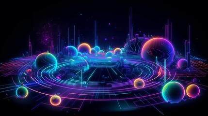Wall Mural - multiverse in neon style. generative ai