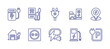 © Huticon - Charging line icon set. Editable stroke. Vector illustration. Containing power bank, charger, plug, charging station, charge, socket, power plug, electric station, charging.