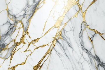 Poster - Luxury marble texture background white gold. Natural stone material pattern. Generative AI