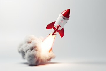 rocket illustration, business and startup concept, white background. generative ai