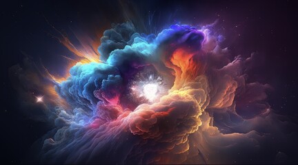 Wall Mural - galactic color explosion background. generative ai
