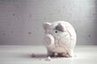 A sad piggy bank with cracks and a plaster indicates insolvency created with generative AI technology.