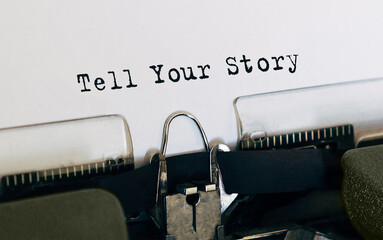 Wall Mural - Text Tell Your Story typed on retro typewriter