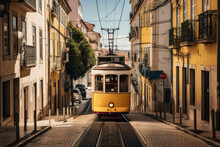 Tram On The Street. Generative AI