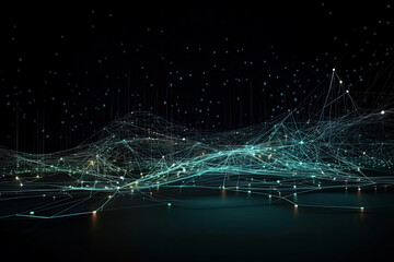 Wall Mural - Abstract technology concept, futuristic cyberspace background, abstract connected dots and line, generative ai