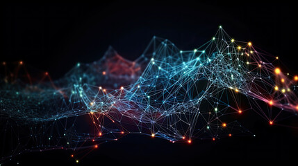 Wall Mural - Abstract technology concept, futuristic cyberspace background, abstract connected dots and line, generative ai