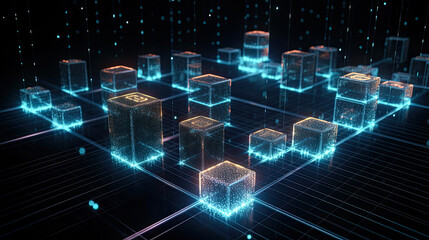 Wall Mural - Abstract technology concept, futuristic cyberspace background, abstract connected dots and line, generative ai