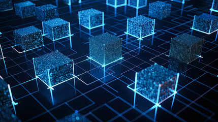Wall Mural - Abstract technology concept, futuristic cyberspace background, abstract connected dots and line, generative ai