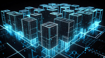 Wall Mural - Abstract technology concept, futuristic cyberspace background, abstract connected dots and line, generative ai