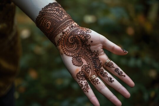 Henna Tattoo Design On Hand. Generative AI