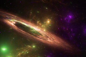 multicolored clouds of stardust in black space. abstract fractal 3d rendering