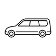 © far700 - Car icon. Black contour linear silhouette. Side view. Vector simple flat graphic illustration. Isolated object on a white background. Isolate.