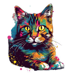 Naklejka na meble Cute Cat with color and looking at us