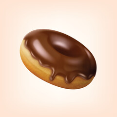 Poster - Realistic Detailed 3d Chocolate Glazed Donut. Vector illustration of Traditional Doughnut for Bakery Cafe