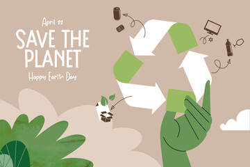 earth day illustration. ecology, environmental problems and environmental protection. vector illustr