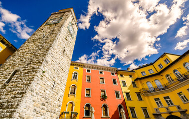 Wall Mural - old Town and port of Riva del Garda at the Lago di Garda