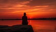 © DesignVectX - Moment of someone watching a beautiful summer sunset.  Generative AI