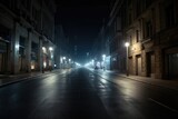 Fototapeta Londyn - old street in the night - Illustration created with generative ai