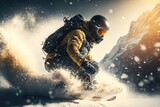 Fototapeta Sport - Adrenaline Rush: Thrilling Snowboarding Action in Extreme Sports and Adventure. Generative AI