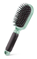 Plastic hairbrush isolated on transparent background