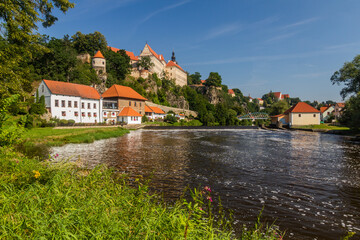 Sticker - View of Bechyne town and Luznice river, Czech Republic